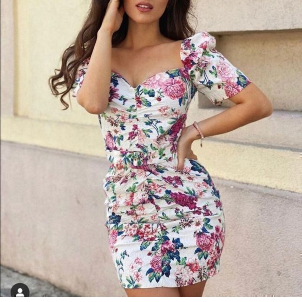 Zara BELTED FLORAL DRESS-Multicolored-3666/078